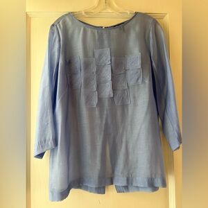 Nic + Zoe Blue Organza Blouse